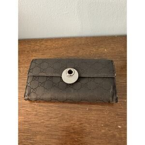 Gucci GG Nylon and Leather Long Wallet in Black